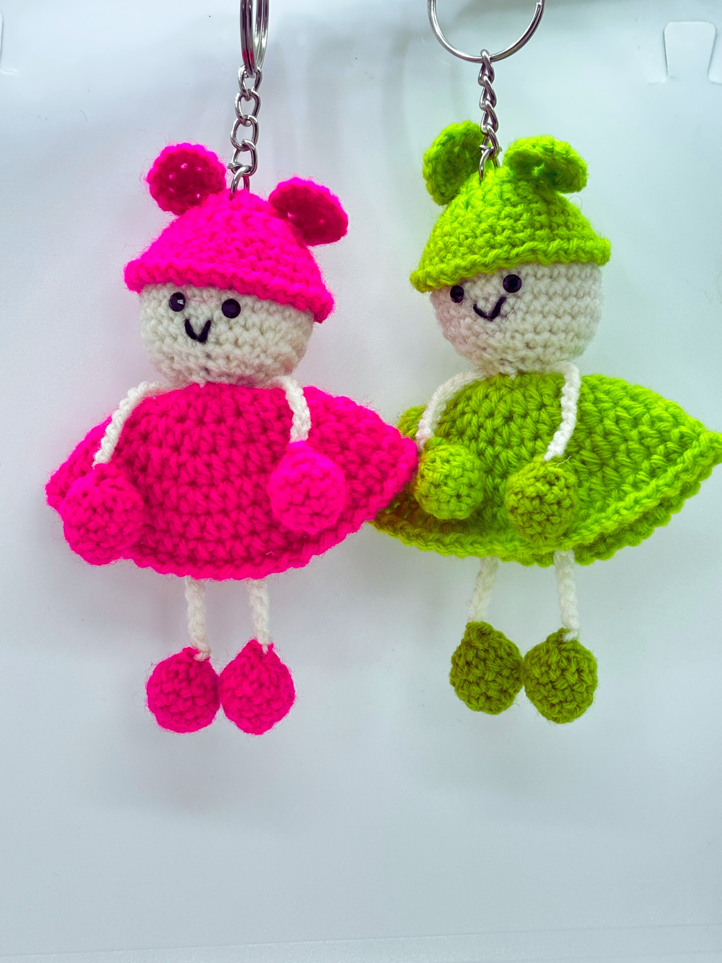 Handmade Crochet Doll Keychain for Bags & Keys | Soft Knitted Hanging Charm with Colorful Dress