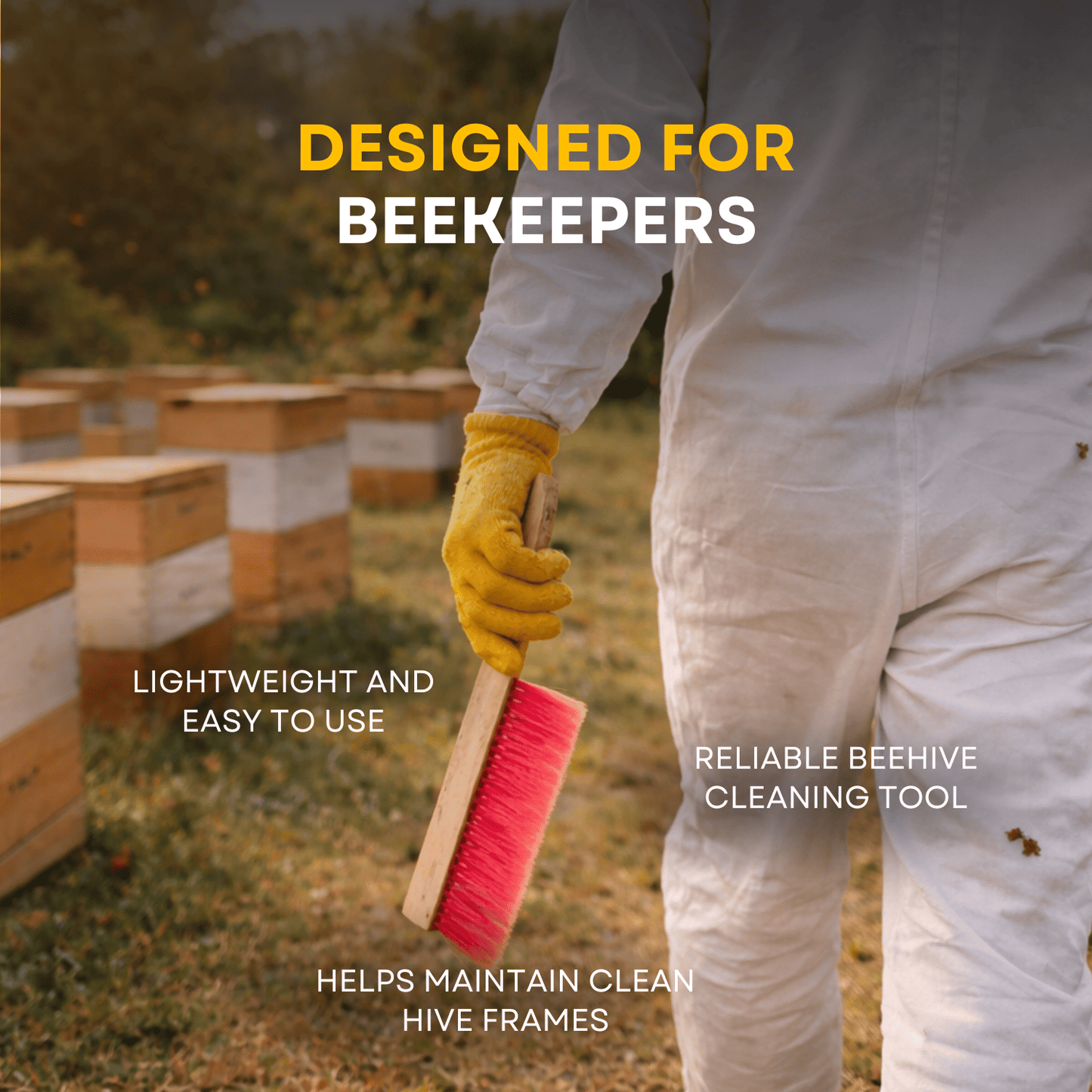 BeeReady Bee Brush – Wooden Handle with Soft Bristles for Hive Cleaning