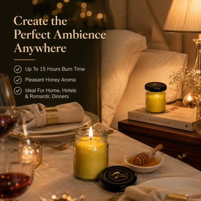 Beeready Harvesters Pahadi Natural Beeswax Scented Glass Jar Candle | Hand Poured Candle for Home Décor, Romantic Dinners & Hotels