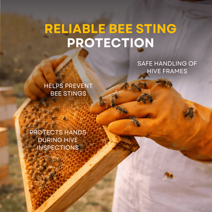 BeeReady Beekeeping Gloves – Protective Rubber Gloves for Hive Work