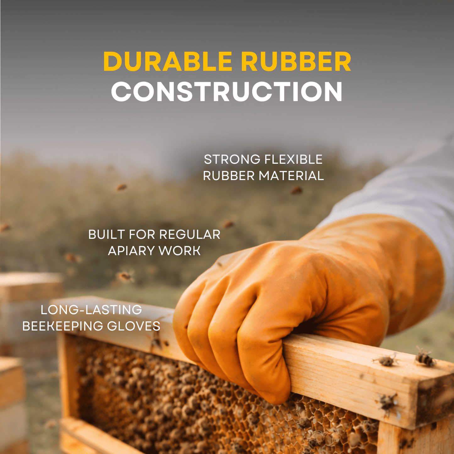 BeeReady Beekeeping Gloves – Protective Rubber Gloves for Hive Work