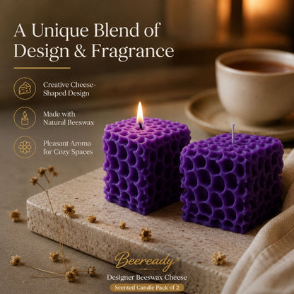 Beeready Designer Beeswax Cheese Scented Candle | Handcrafted Aromatic Decorative Candle for Home Décor, Romantic Dinners & Hotels | Pack of 2