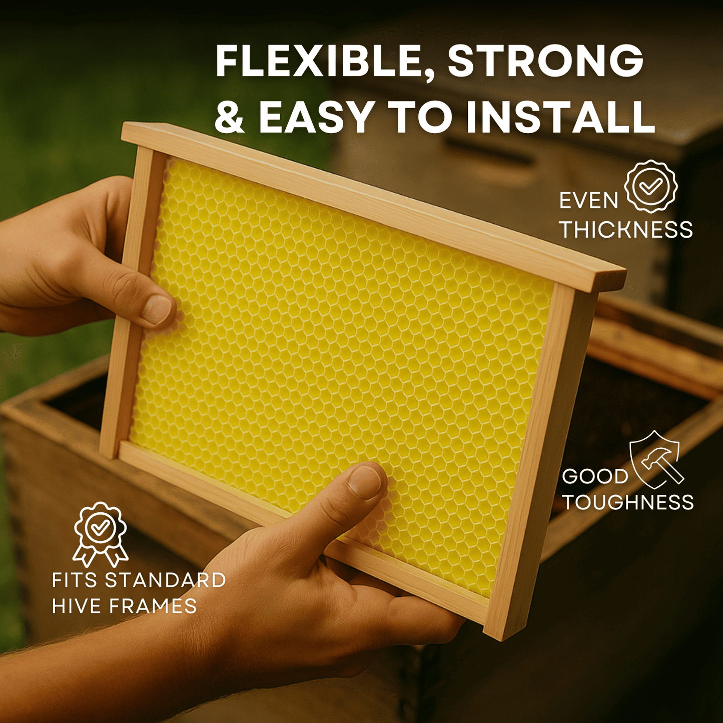 BeeReady Beeswax Foundation Sheets – Honeycomb Sheets for Apis Cerana Indica (Pack of 15)