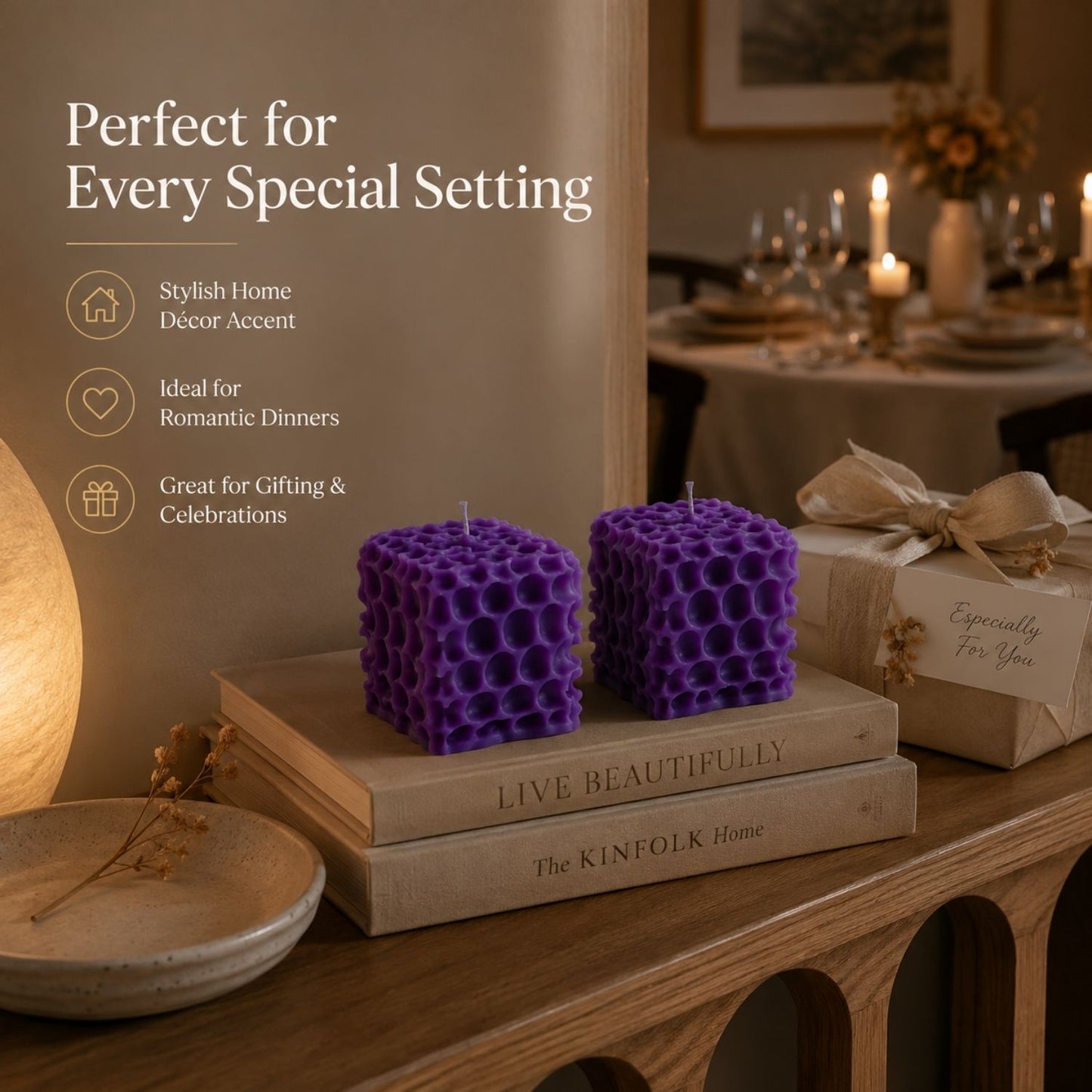 Beeready Designer Beeswax Cheese Scented Candle | Handcrafted Aromatic Decorative Candle for Home Décor, Romantic Dinners & Hotels | Pack of 2