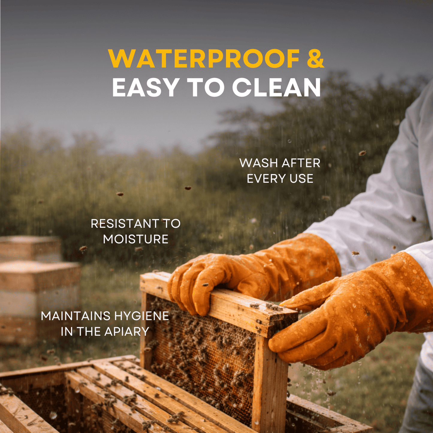 BeeReady Beekeeping Gloves – Protective Rubber Gloves for Hive Work