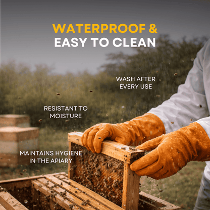BeeReady Beekeeping Gloves – Protective Rubber Gloves for Hive Work