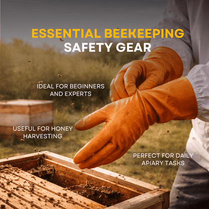 BeeReady Beekeeping Gloves – Protective Rubber Gloves for Hive Work