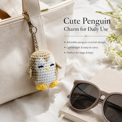 Handmade Crochet Penguin Keychain for Bags & Keys | Soft Knitted Penguin Hanging Charm
