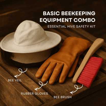 BeeReady Beekeeping Starter Kit – Veil, Gloves & Brush Combo