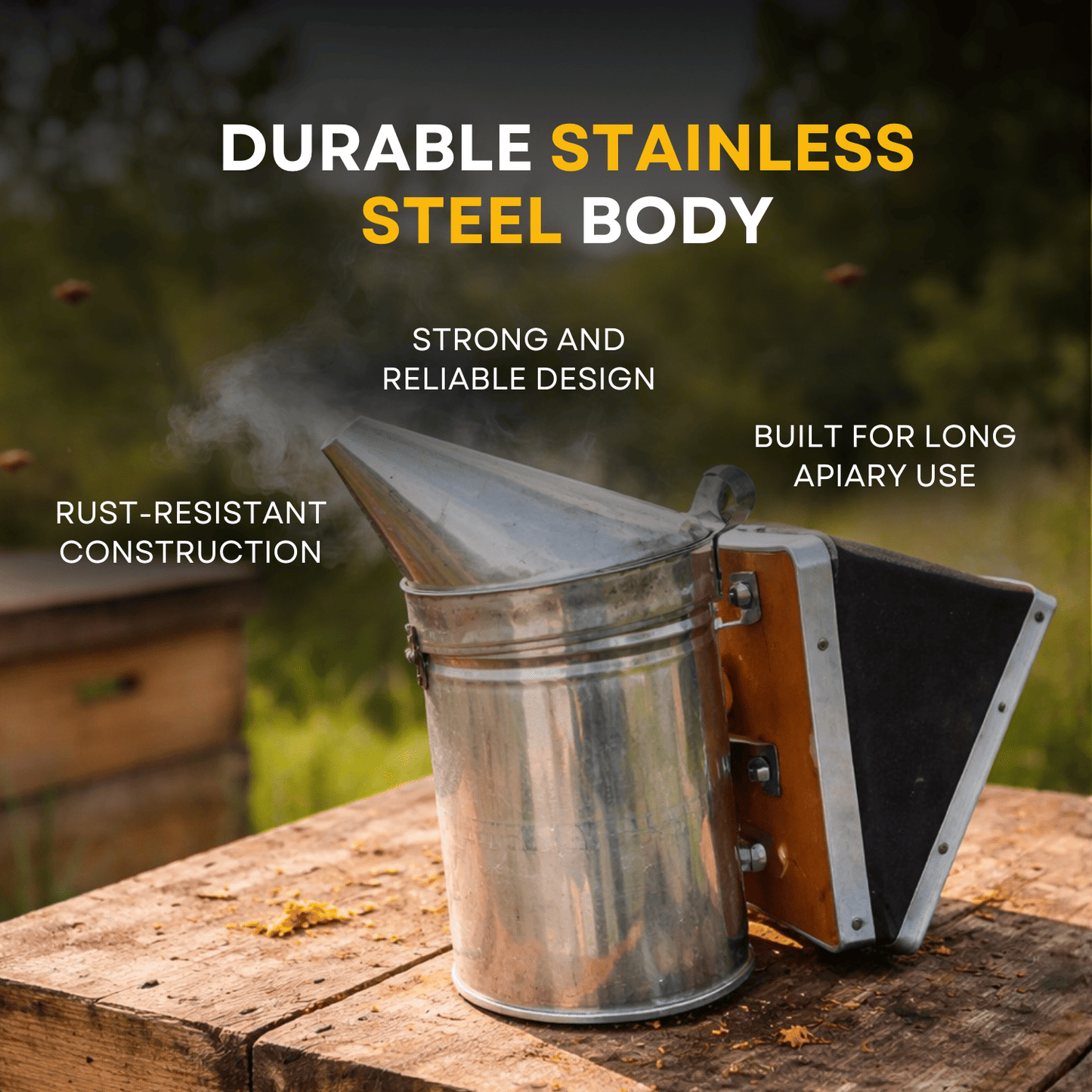 BeeReady Bee Hive Smoker – Stainless Steel Smoker with Heat Shield