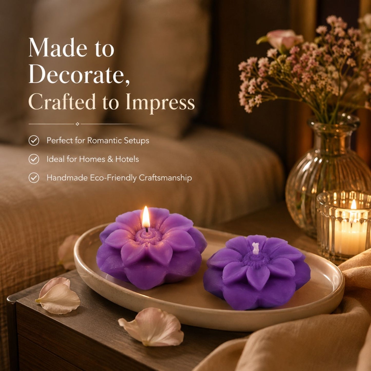 Beeready Harvesters Floral Bliss Beeswax Aroma Candle | Handcrafted Decorative Scented Candle for Home, Hotels & Romantic Setups | Pack of 2