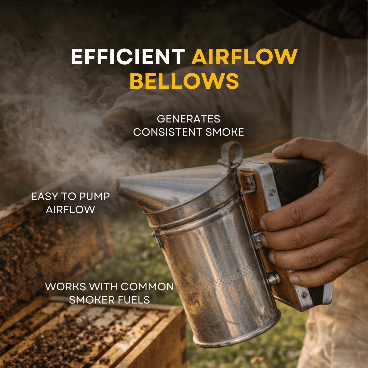 BeeReady Bee Hive Smoker – Stainless Steel Smoker with Heat Shield