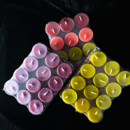 Beeready Harvesters Golden Glow Beeswax Tea Light Candles | Handcrafted Aromatic Tea Candles for Home Décor & Festive Ambience | Pack of 12