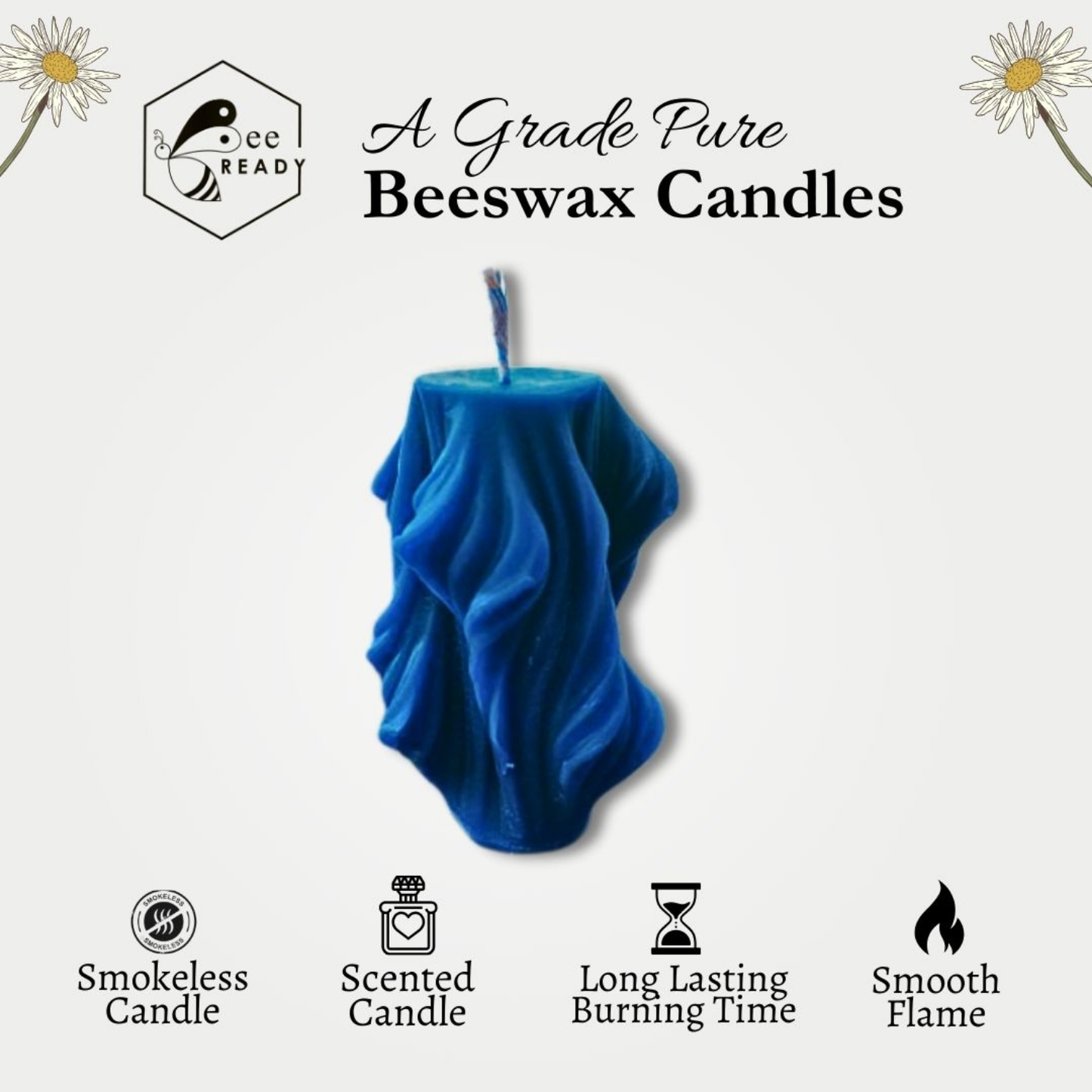 Beeready Harvesters Sculpted Glow Beeswax Candle Set | Modern Curve Design Decorative Candles for Elegant Home Styling | Pack of 2