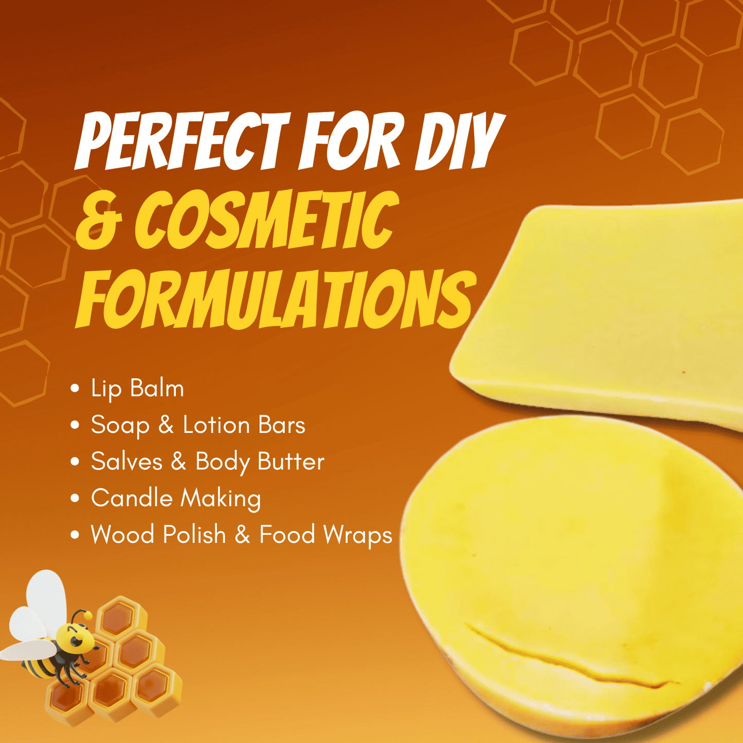 BeeReady Raw Beeswax Blocks – Pure Natural Beeswax for Candles, Soap & Skincare (1KG)