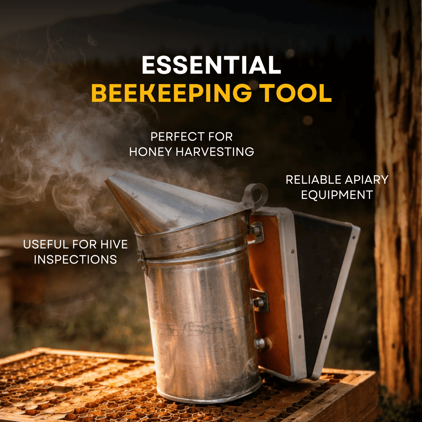 BeeReady Bee Hive Smoker – Stainless Steel Smoker with Heat Shield