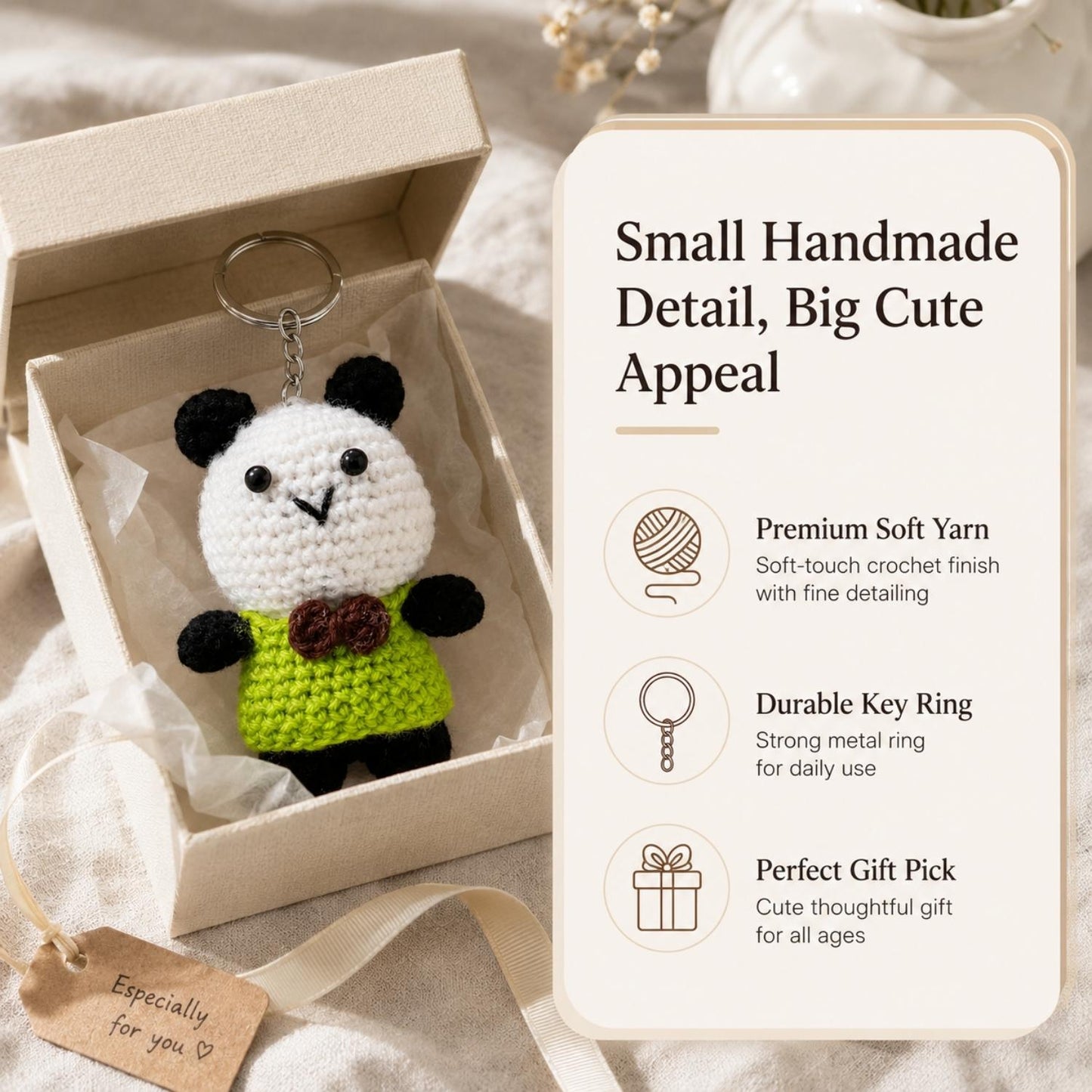 Cute Handmade Crochet Panda Teddy Keychain | Bags, Keys & Gifts