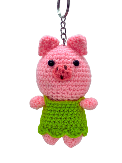 Cute Crochet Pig Keychain for Bags & Keys | Handmade Animal Keyring
