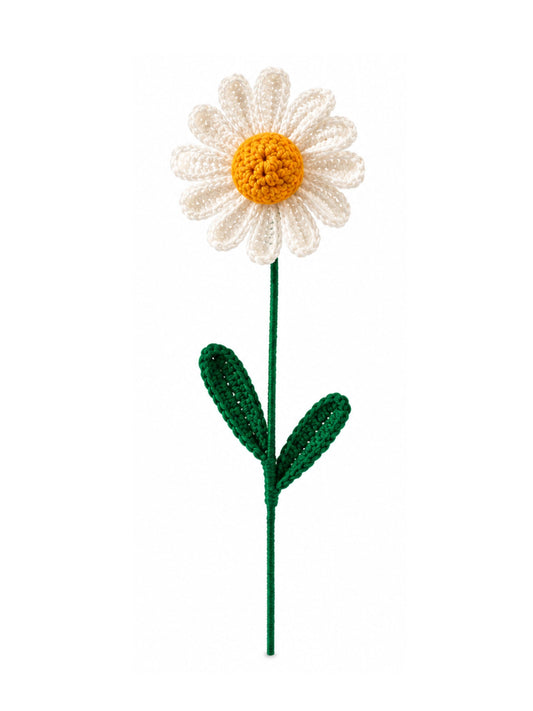 Handmade Crochet Daisy Flower Sticks for Home Decor |  Reusable Floral Decoration for Vase Display