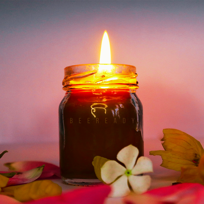 Beeready Harvesters Pahadi Natural Beeswax Scented Glass Jar Candle | Hand Poured Candle for Home Décor, Romantic Dinners & Hotels | Pack of 2