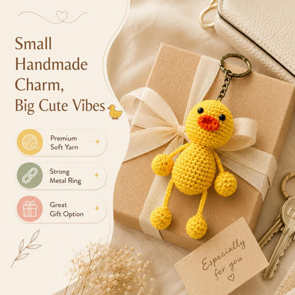 Cute Duck Crochet Keychain for Bags & Keys | Handmade Duck Keyring