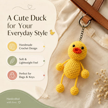 Cute Duck Crochet Keychain for Bags & Keys | Handmade Duck Keyring