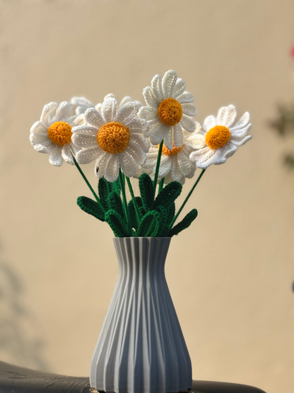 Handmade Crochet Daisy Flower Sticks for Home Decor |  Reusable Floral Decoration for Vase Display