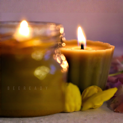 Beeready Harvesters Bloom Pillar Beeswax Candle | Artistic Floral Scented Candle for Cozy Décor & Romantic Spaces | Pack of 2