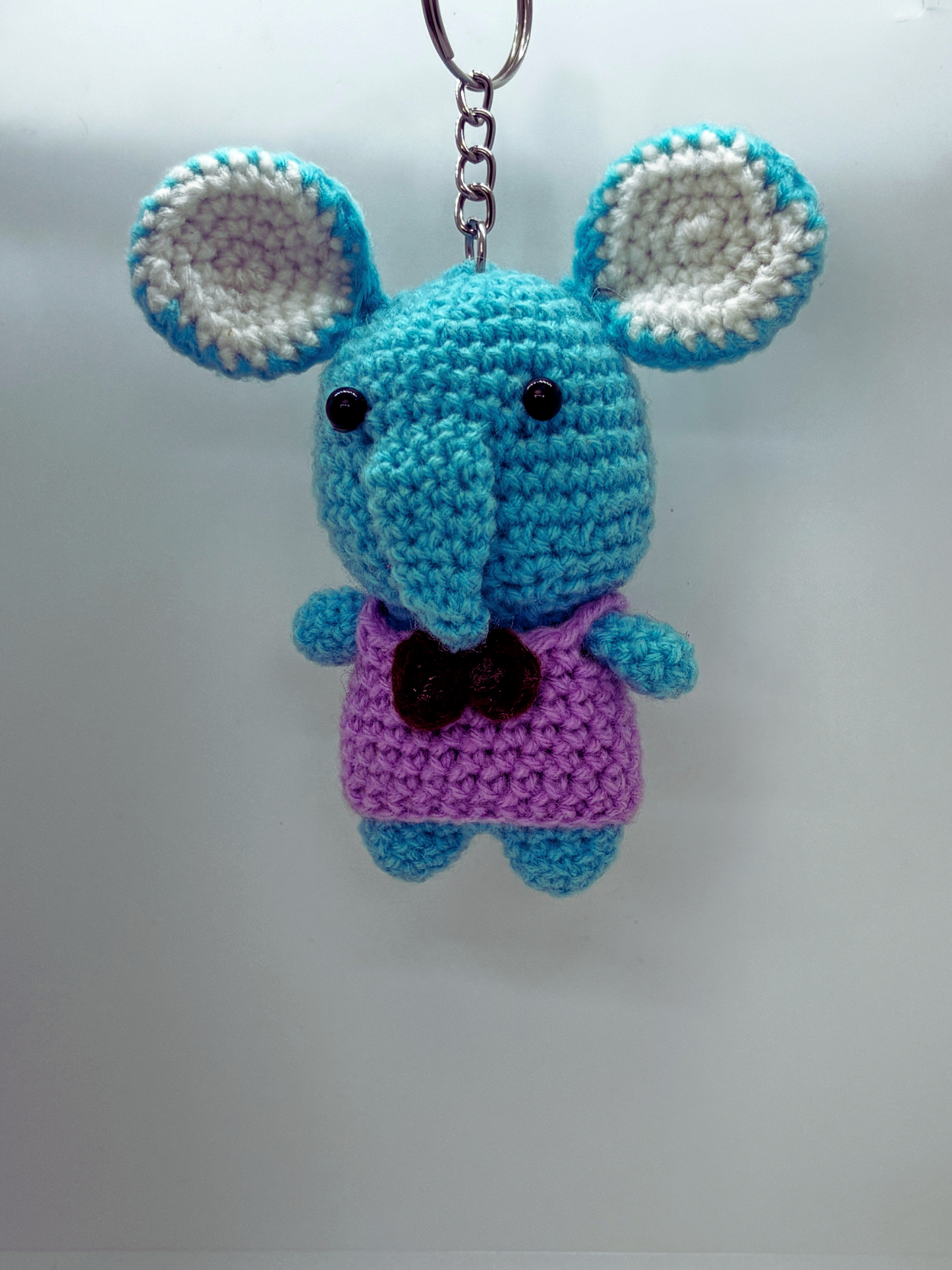 Handmade Crochet Elephant Keychain for Bags & Backpacks | Soft Knitted Animal Keyring