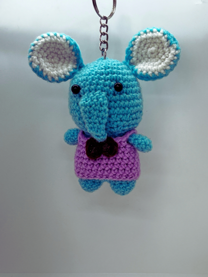 Handmade Crochet Elephant Keychain for Bags & Backpacks | Soft Knitted Animal Keyring