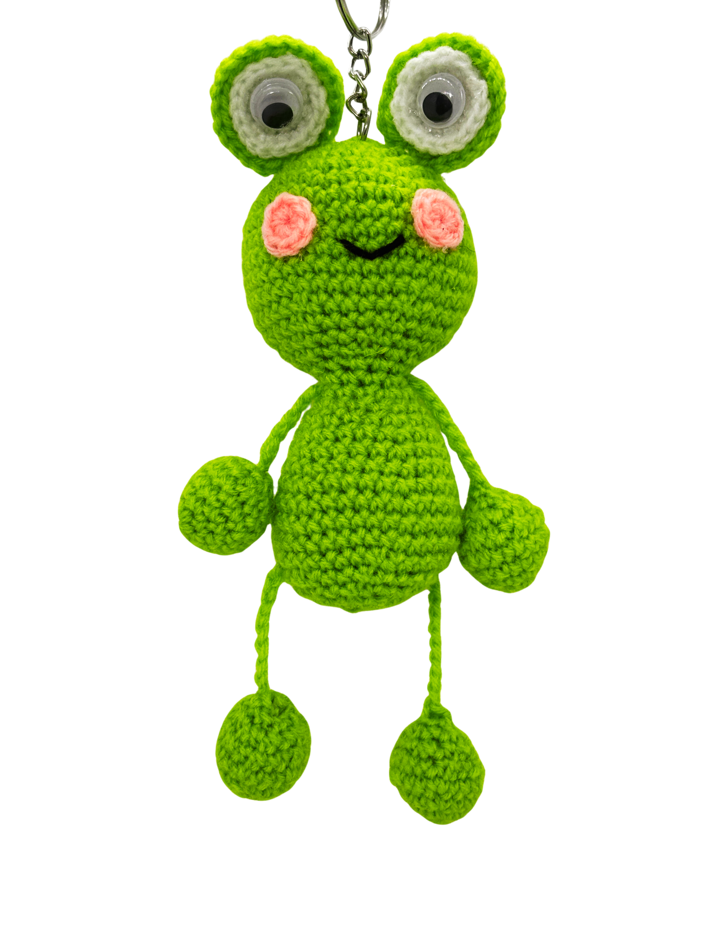 Handmade Crochet Frog Keychain Cute Hanging Animal Key Ring for Bags & Keys