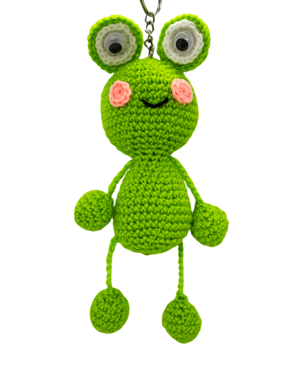 Handmade Crochet Frog Keychain Cute Hanging Animal Key Ring for Bags & Keys