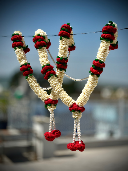 Handmade Crochet Wedding Varmala Pair for Bride & Groom | Traditional Indian Jai Mala | Made by Local Women