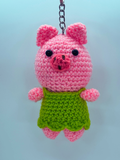 Cute Crochet Pig Keychain for Bags & Keys | Handmade Animal Keyring