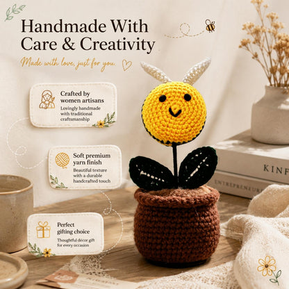 Bee Pot Handmade Crochet Bee Pot | Cute Decorative Pot for Home & Office