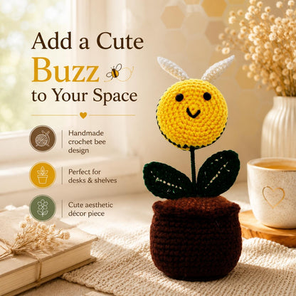 Bee Pot Handmade Crochet Bee Pot | Cute Decorative Pot for Home & Office