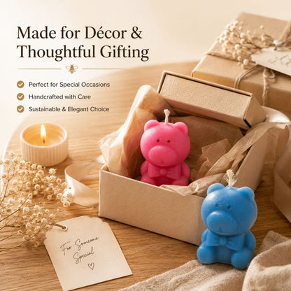 Beeready Harvesters TeddyGlow Beeswax Candle Duo | Cute Handcrafted Aroma Candles for Cozy Décor & Gifting | Pack of 2