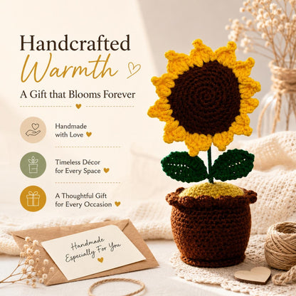 Sunflower Pot Handmade Crochet Sunflower Pot | Decorative Flower Pot for Home Decor