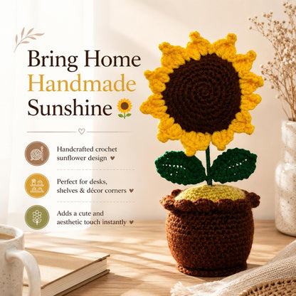 Sunflower Pot Handmade Crochet Sunflower Pot | Decorative Flower Pot for Home Decor