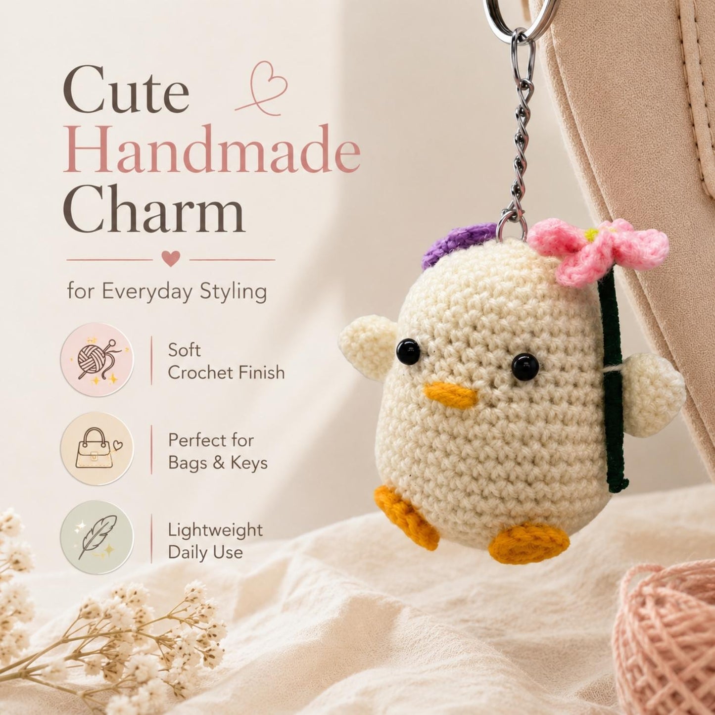 Chiki Keychain Handmade Crochet Chiki Keychain | Cute Bag & Key Charm