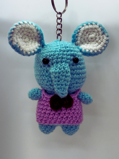 Handmade Crochet Elephant Keychain for Bags & Backpacks | Soft Knitted Animal Keyring