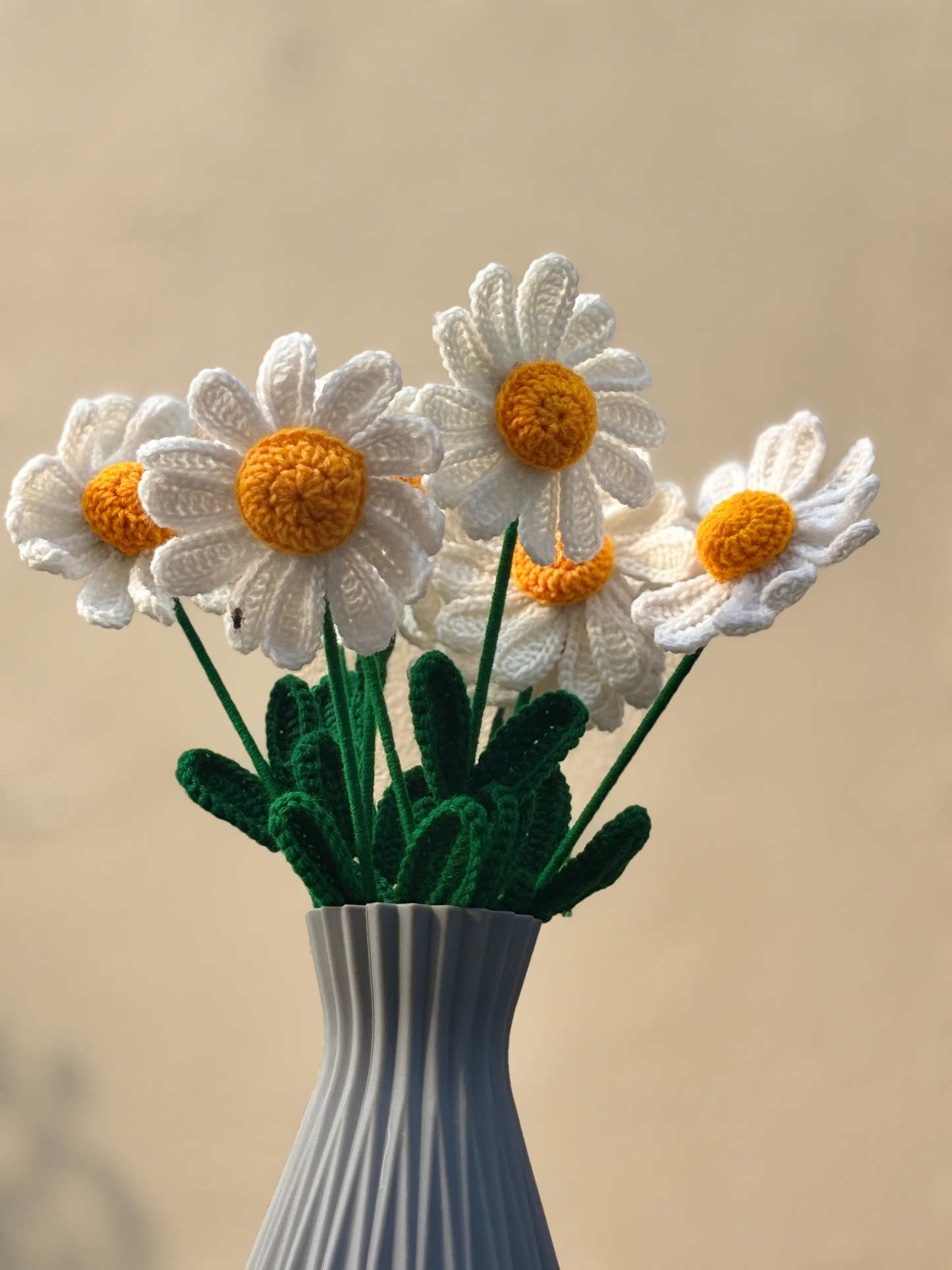 Handmade Crochet Daisy Flower Sticks for Home Decor |  Reusable Floral Decoration for Vase Display