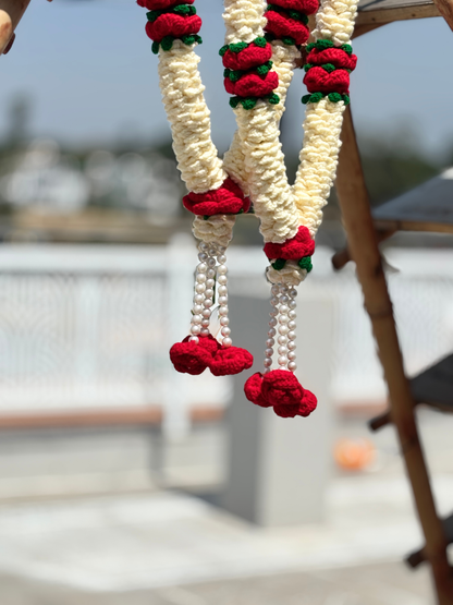 Handmade Crochet Wedding Varmala Pair for Bride & Groom | Traditional Indian Jai Mala | Made by Local Women