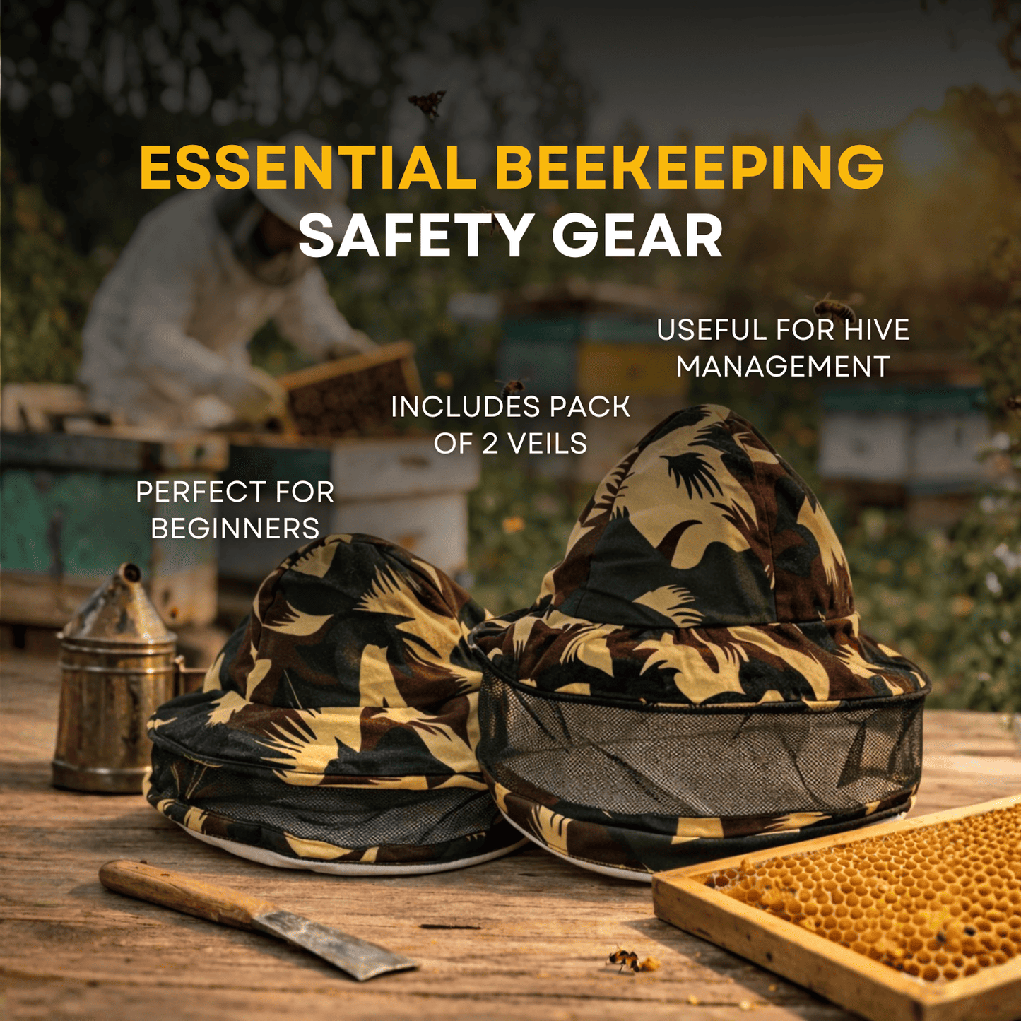 BeeReady Bee Veil Hat (Pack of 2) – Protective Beekeeping Head Gear