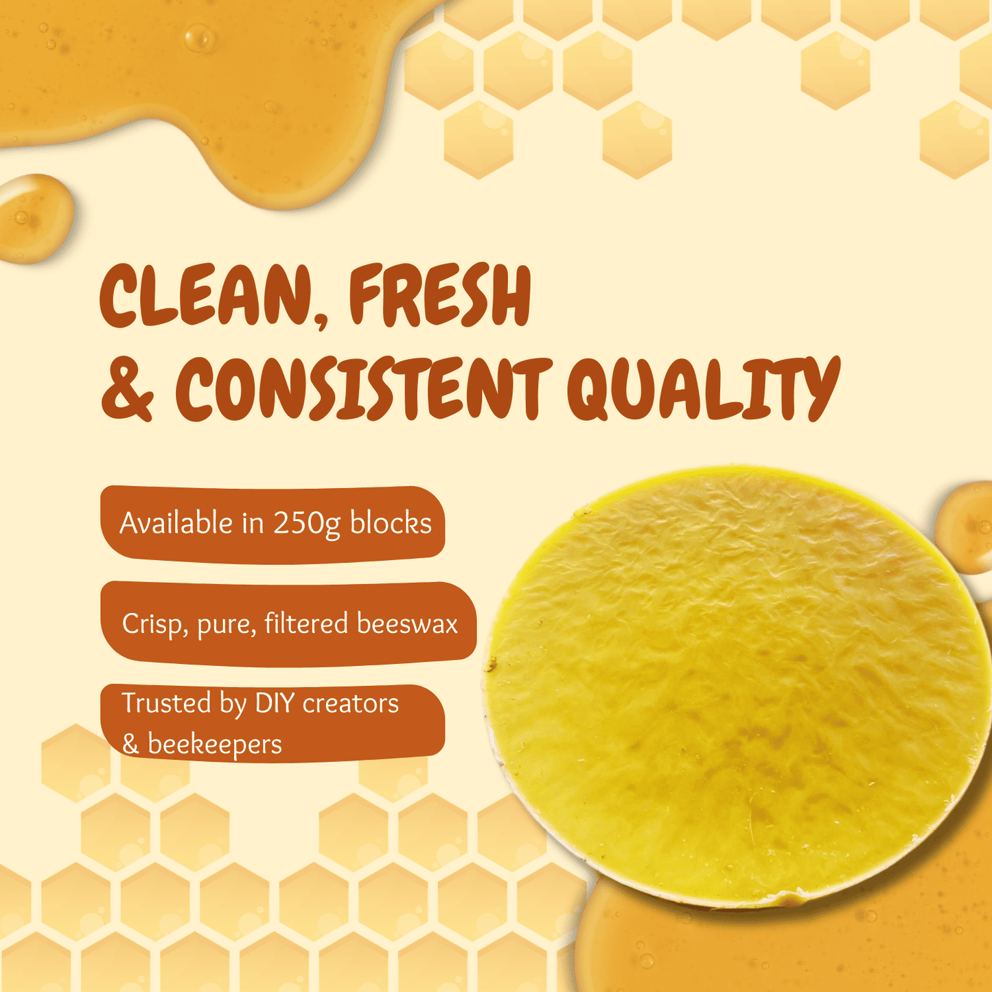 BeeReady Raw Beeswax Blocks – Pure Natural Beeswax for Candles, Soap & Skincare (1KG)