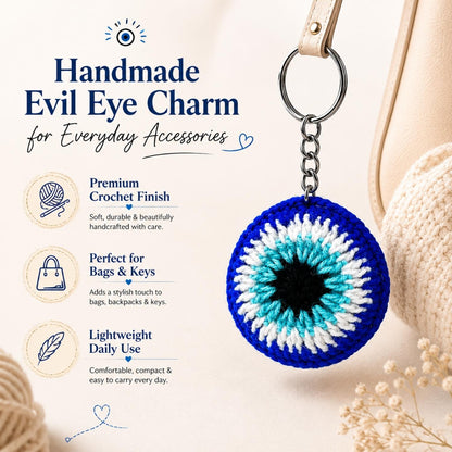 Evil Eye Keychain Handmade Crochet | Bag & Key Charm from Uttarakhand