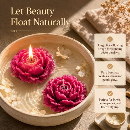 Beeready Harvesters Lotus Drift Floating Beeswax Candle | Large Floral Decorative Candle for Bowls, Home Styling & Festive Décor | Pack of 2