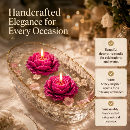 Beeready Harvesters Lotus Drift Floating Beeswax Candle | Large Floral Decorative Candle for Bowls, Home Styling & Festive Décor | Pack of 2