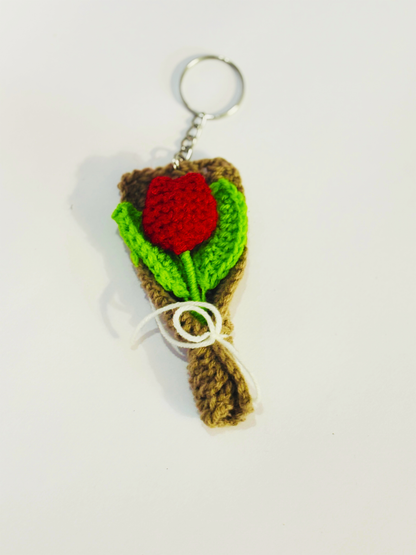 Handmade Crochet Flower Bouquet Keychain for Bags & Keys Lightweight Handmade Gift for Women & Girls