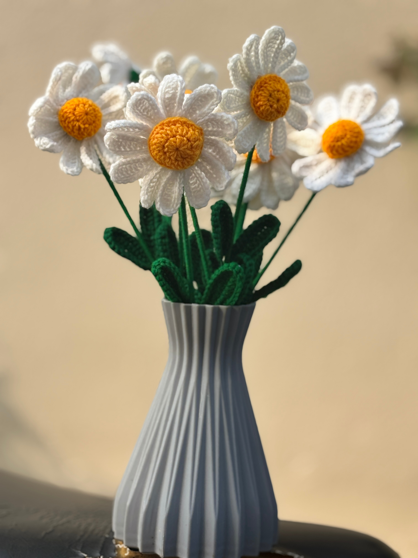 Handmade Crochet Daisy Flower Sticks for Home Decor |  Reusable Floral Decoration for Vase Display